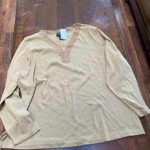 Lane Bryant 22/24 Tan Long Sleeve Shirt NWOT